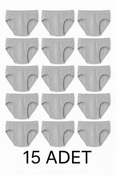 enmodaiçgiyim 15 Pieces of Cotton Gray Men's Briefs – Breathable, Comfortable Fit