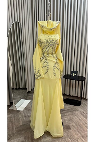 NALA FASHION Barbie evening dress with its light yellow design and hand embroidery