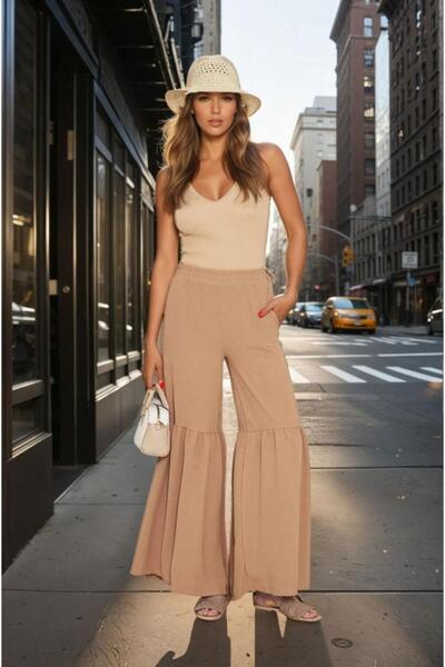 Pasaklı Giyim Women's Aerobin Fabric Trousers with Drawstring Detail - Elastic Waist, Comfortable Fit 3763330