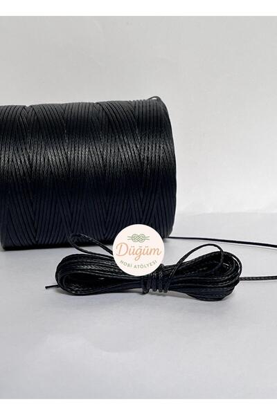 Düğüm Hobi Atölyesi 1.6 mm Siyah Renk 1 metre Saraç Mumlu İp Bileklik Halhal ...