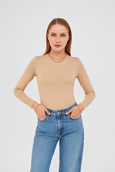 studio fashion 1988 Women's Crew Neck Long Sleeve Premium Fabric Viscose Lycra Body