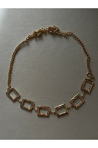 keisy Kare Detaylı Gold Bel Zinciri