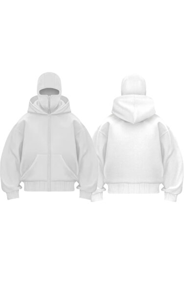 BALİNA سويت شيرت ساموراي أبيض ذو 3 خيوط مع قناع سكوبا للتنفس