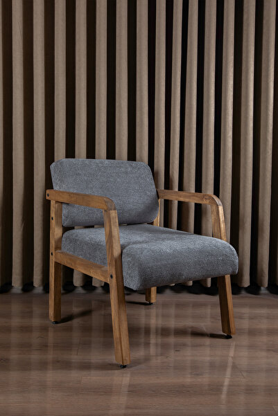 aber teka naturalis decorat et lux Bohem Doğal Ahşap, Açık Ceviz Renk, Mikro Fiber Buklet Kumaş Berjer