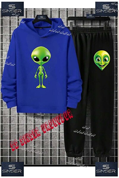 SS SİNSER Set de trening cu hanorac imprimat pentru copii, unisex, „ALIEN GRE...
