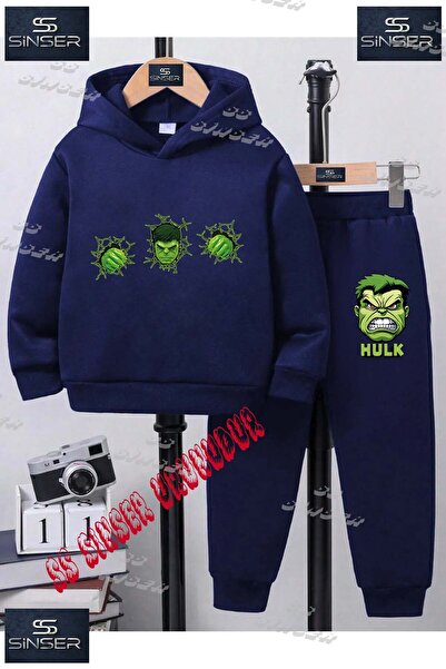 SS SİNSER Детски унисекс спортен екип с качулка и принт „HULK HEAD AND HANDS ...