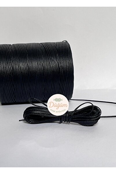 Düğüm Hobi Atölyesi 1.2 mm Siyah Renk 1 metre Saraç Mumlu İp Bileklik Halhal ...
