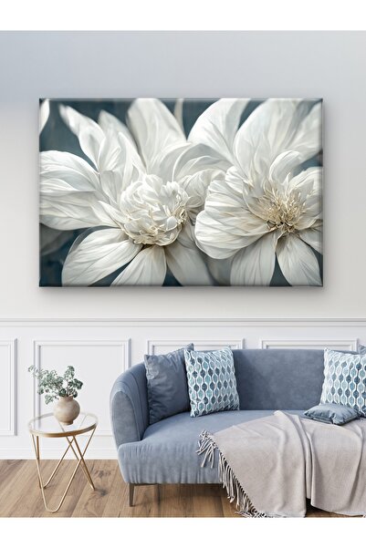ESLEM BEYAZ ÇİÇEK BASKI KANVAS TABLO
