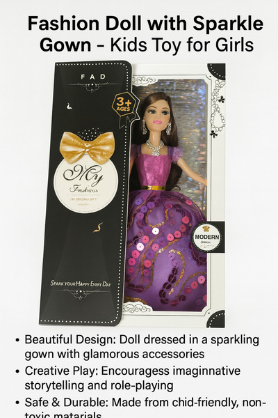 TSUMAB Fashion Doll with Elegant Gown – Kids Toy for Girls (3+ Years)