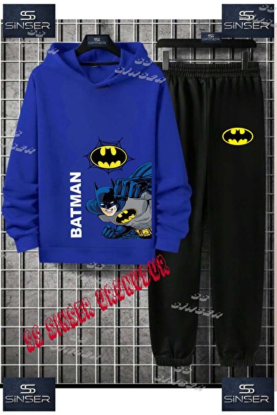 SS SİNSER Çocuk Unısex "BATMAN YAN YAZI LOGO BUYUK"Baskılı Kapşolu Eşofman Takımı