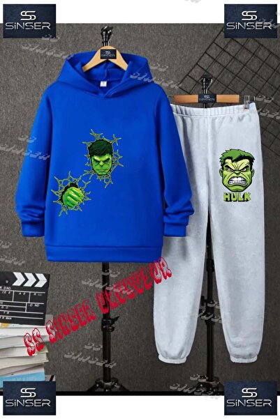 SS SİNSER Детски унисекс комплект с качулка и качулка с принт „HULK RIGHT-SID...