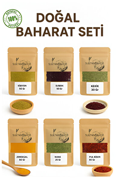 Velit Şemin Şifa Naturel 6 lı Baharat Seti Doğal Kekik-Nane-Kimyon-Pulbiber-Z...