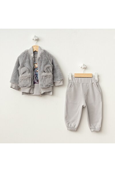 Baby Fou Plush Cardigan 3-Piece Set