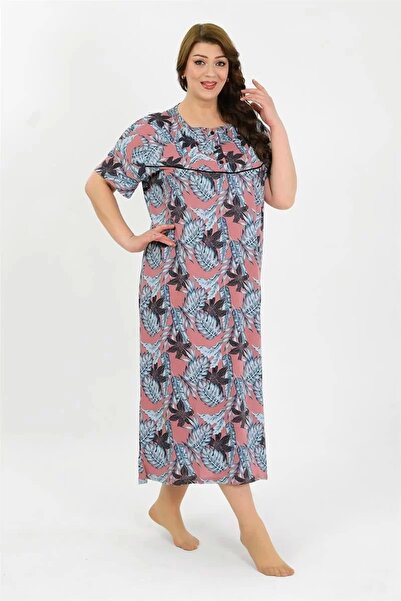 alfa expres Fashion Women's Plus Size Short Sleeve Salmon Mother Nightgown