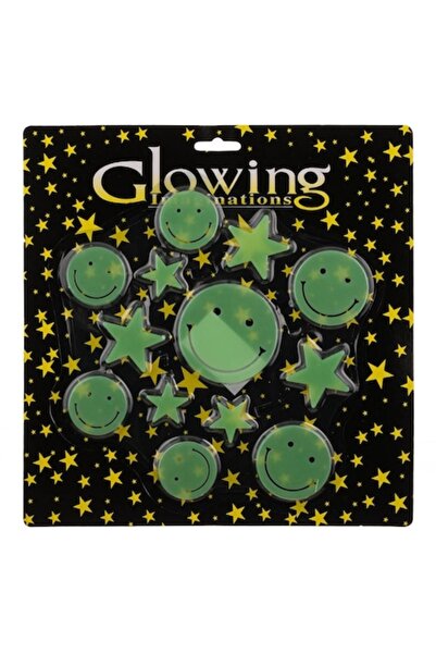 SHOPIENS Φθορίζοντα αυτοκόλλητα τοίχου Shopiens® με χαμόγελα και αστέρια