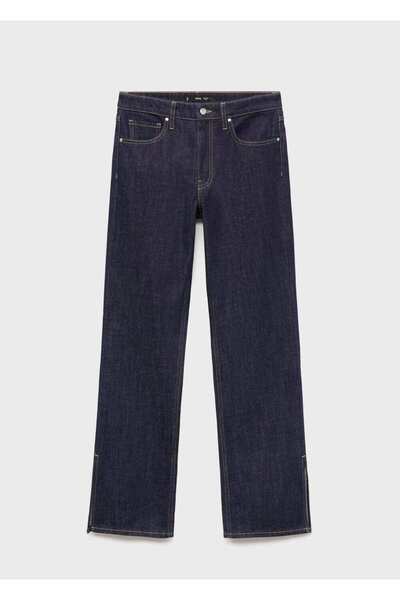 MANGO Woman Yırtmaçlı düz kesim jean