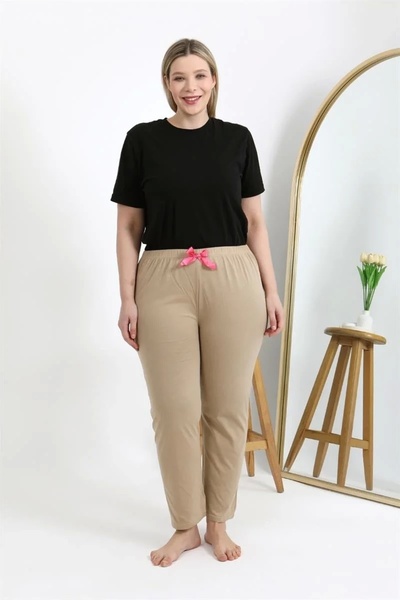 alfa expres Fashion Women's Cotton Plus Size Bottom Pajamas Beige