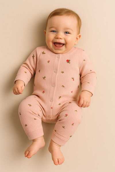 Renata's Unisex Baby Long-Sleeved Snap-Buttoned 100% Cotton Romper