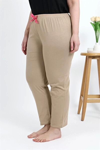 alfa expres Fashion Women's Cotton Plus Size Bottom Pajamas Beige