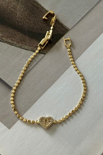 Trendy Butik سوار على شكل قلب من حجر الزركون مع سلسلة علوية