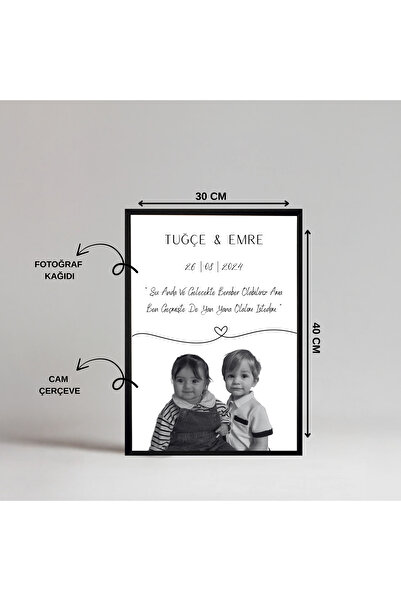 Sestasarmm Çocukluk Fotoğraf Birleştirme, Çerçeve, Kişiye Özel, Konsept, Sevgiili Arkadaş (30X40)