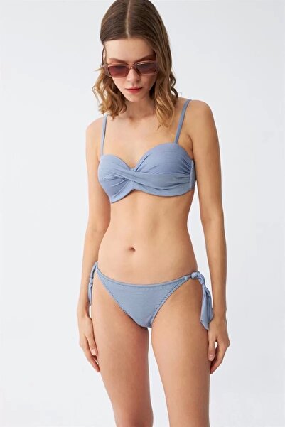 Akbeniz Fashion Women Strapless Blue Bikini Set