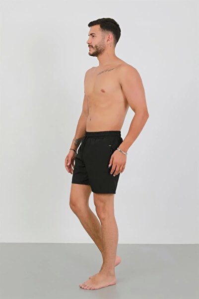 Celira Fashion Men's Zippered Pocket Swim Shorts Black