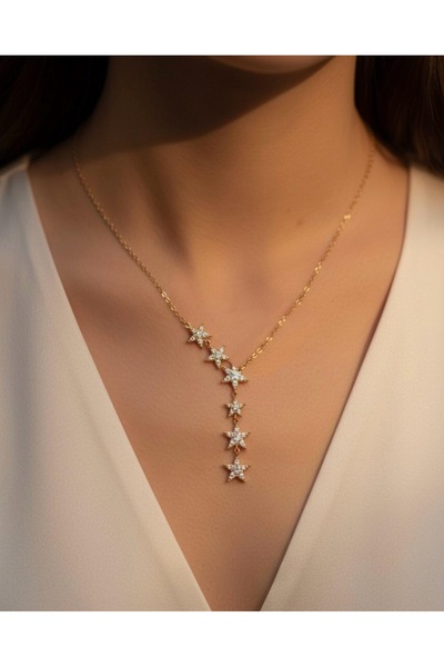 xesha قلادة نسائية من الفولاذ على شكل نجمة أنيقة مع حجر – خيارات اللون الفضي/...