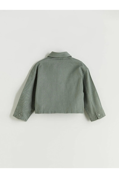 LC Waikiki LCW KidsHaki Gömlek Yaka Kız Çocuk Ceket