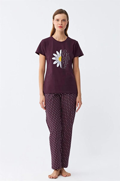 alfa expres Μόδα Γυναικεία Σετ Πιτζάμες με κοντό μανίκι με στάμπα από βαμβακε...