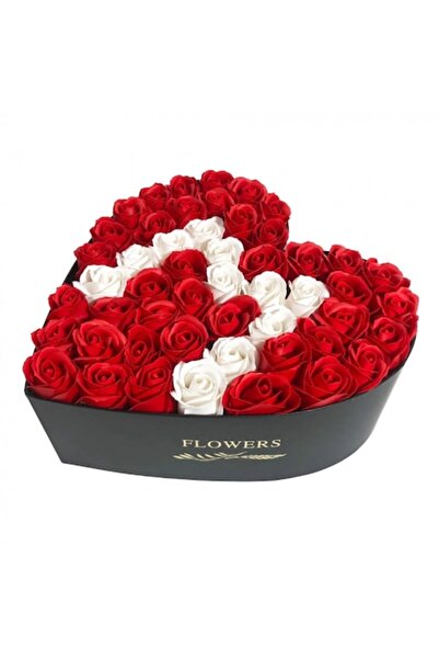 OEM Aranjament floral cu litera M, cutie neagră în formă de inimă cu 49 de tr...