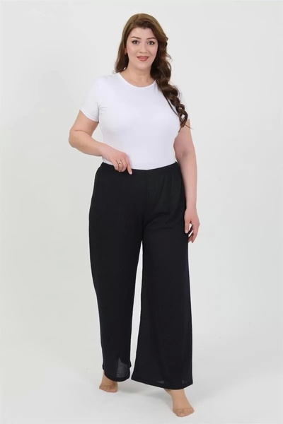 Genel Markalar Moda Kadın Büyük Beden Bürümcük Pantolon Lacivert