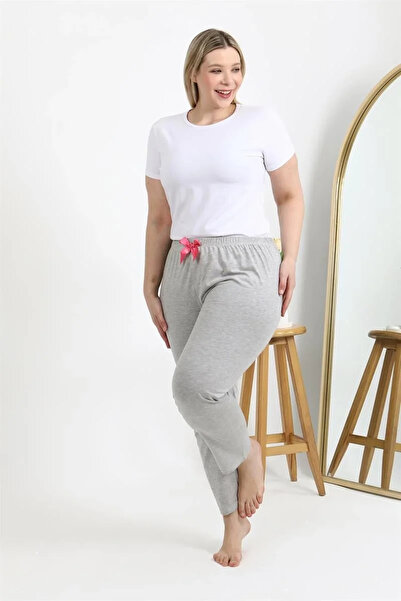 emosavm Fashion Women's Cotton Plus Size Bottom Pajamas Gray