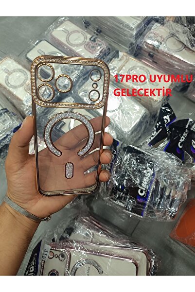 Kılıforyum iPhone 17PRO Kılıf Taşlı Lens Korumalı Magsafe Uyumlu Lüx Kılıf