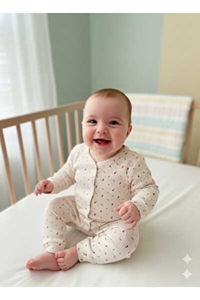 Nayinom Bebek Tulum Seti %100 Pamuk – Uzun Kollu, Patikli, Desenli (Kiraz, Ka...