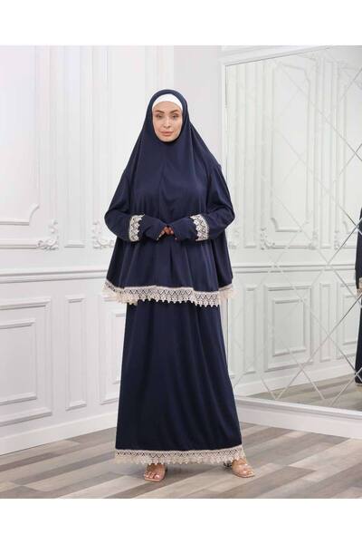 ALDAİR Double Piece Women's Hijab Embroidered Prayer Dress Anti-Sweat Prayer Clothing