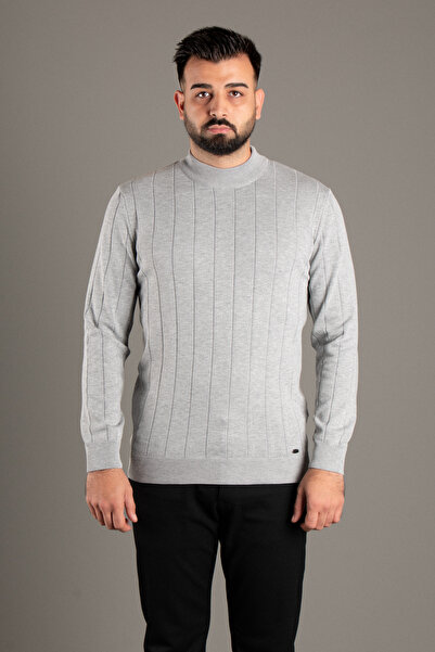 ZEKİ ÖZER Men's Gray Patterned Fisherman Tricot