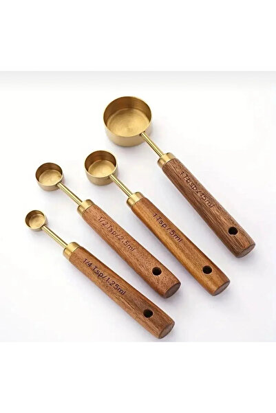 ADA Ahşap oyma ve çerçevecilik Measuring Spoon 4Pcs Wooden Handle