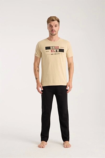 alfa expres Σετ πιτζάμες με κοντό μανίκι σε χρώμα ανδρικής επιδερμίδας