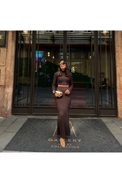 Miss Beyoğlu سترة نصفية وتنورة طويلة عالية الخصر طقم علوي وسفلي