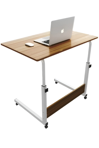 Cady One Wooden laptop table with metal frame and wheels, ideal for work and study