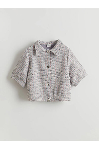 LC Waikiki LCW KidsGri Tweed-Jacke für Mädchen