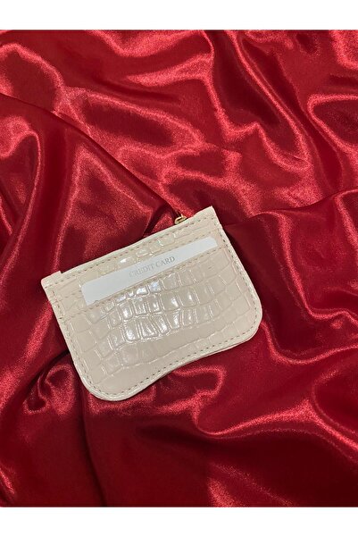 mlio Cream Croco Pattern Zippered Card Holder Wallet