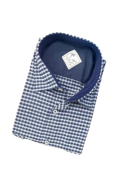 GÖMLEK GALERİSİ Classic Wide Cut Double Pocket Flannel Long Sleeve Men's Shirt