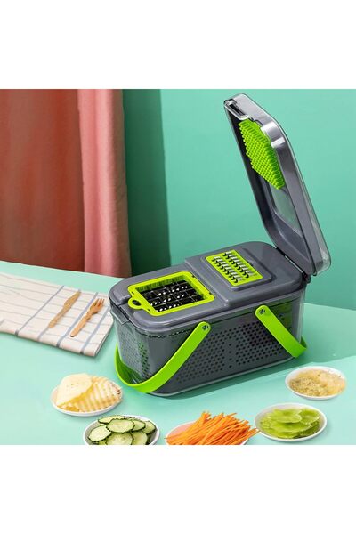 Brivoo® Multifunctional grater 22 pieces for fruits and vegetables, with stainless steel blades, slicing, grating,