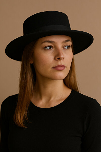 CosmoOutlet Women's Black Gondola Stylish Design Fedora Hat