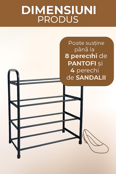 Brivoo® Metal aluminum shoe rack, 4 shelves, black, shoe organizer, durable, modern,