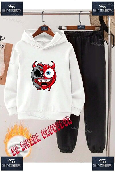SS SİNSER Children's Unisex "Smile Tek Goz Krmz Sytn" Special Printed Hooded ...