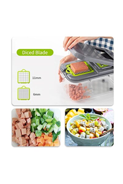 Brivoo® Multifunctional grater 22 pieces for fruits and vegetables, with stainless steel blades, slicing, grating,