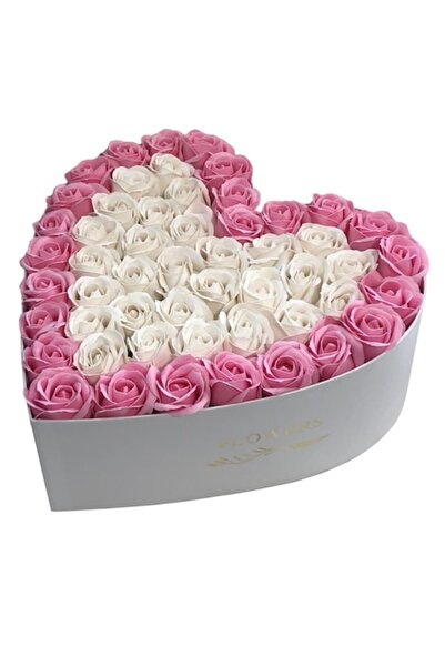 Colorissima Inimă de săpun cu trandafiri, Colorissima, alb și roz, 30 cm